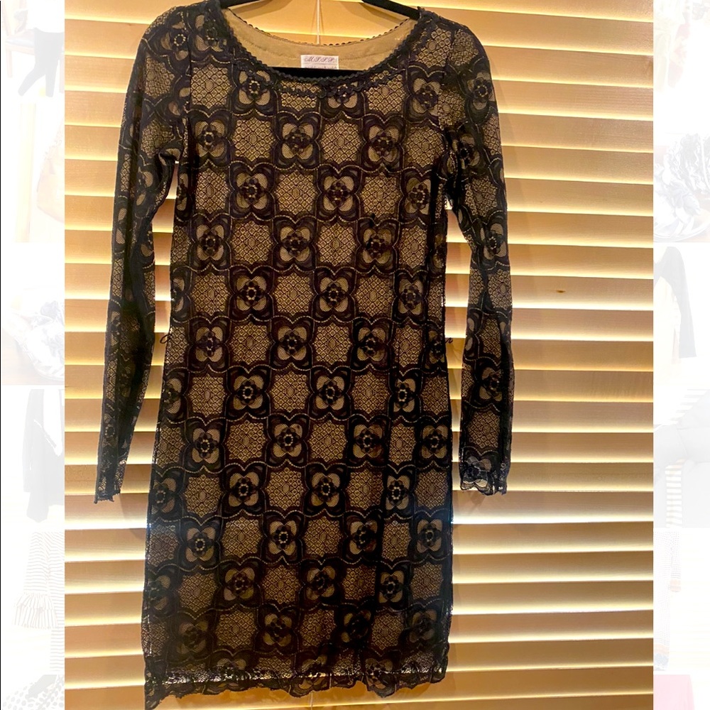 Size small black lace dress. Maybe worn once.